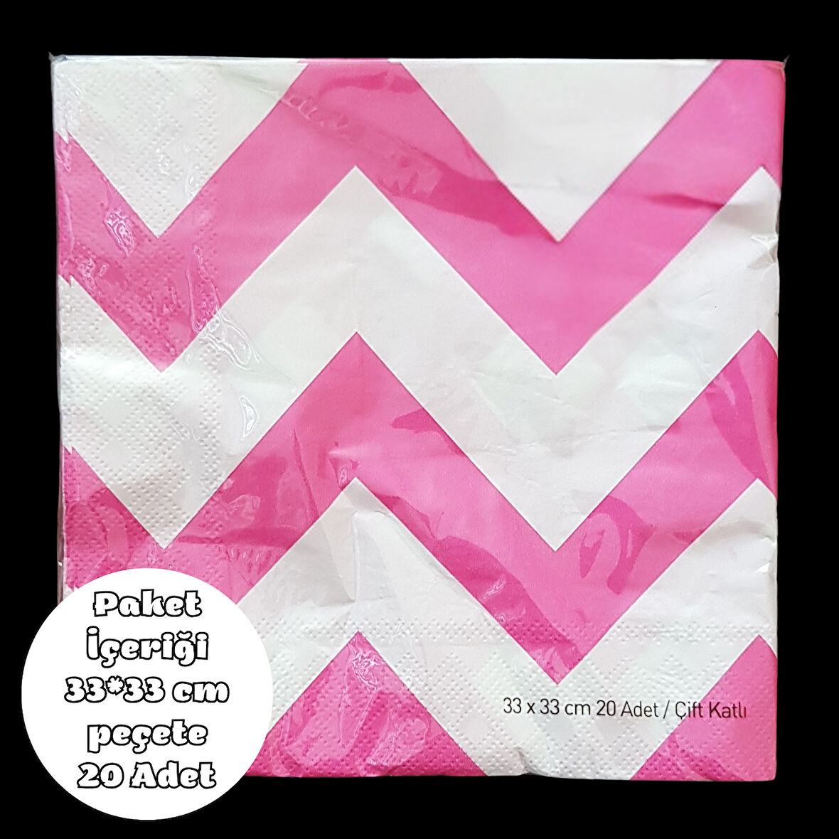 Pembe Zigzag Peçete 33*33 cm 20 Adet