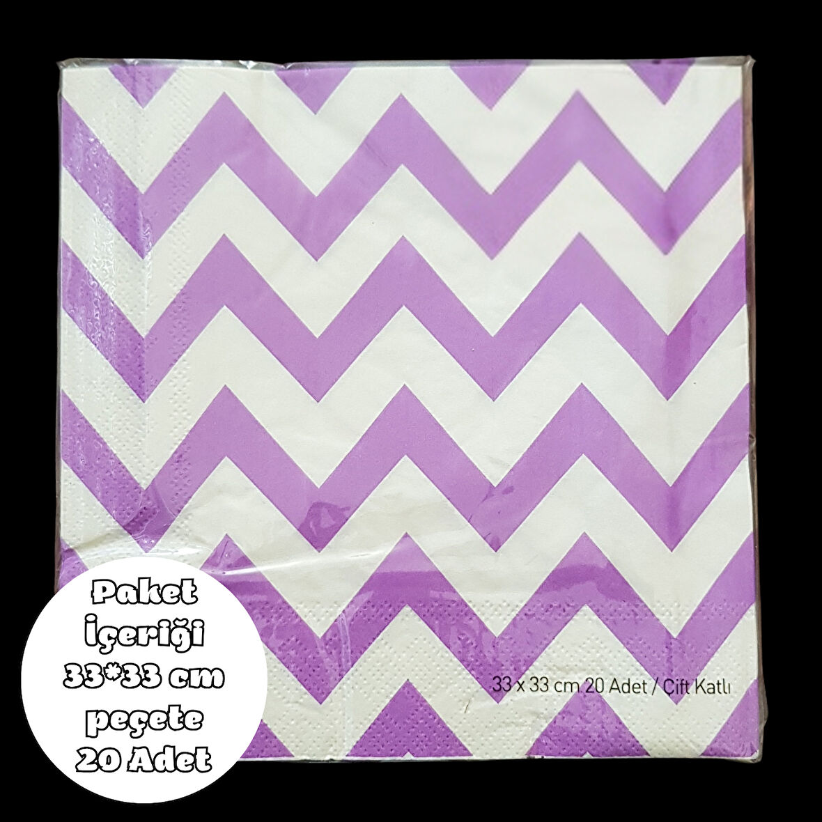 Mor Zigzag Peçete 33*33 cm 20 Adet