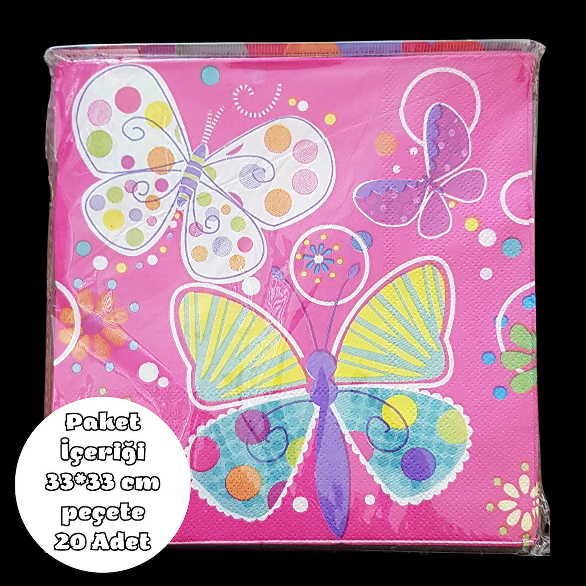 Kelebek Temalı Peçete 33*33 cm 20 Adet