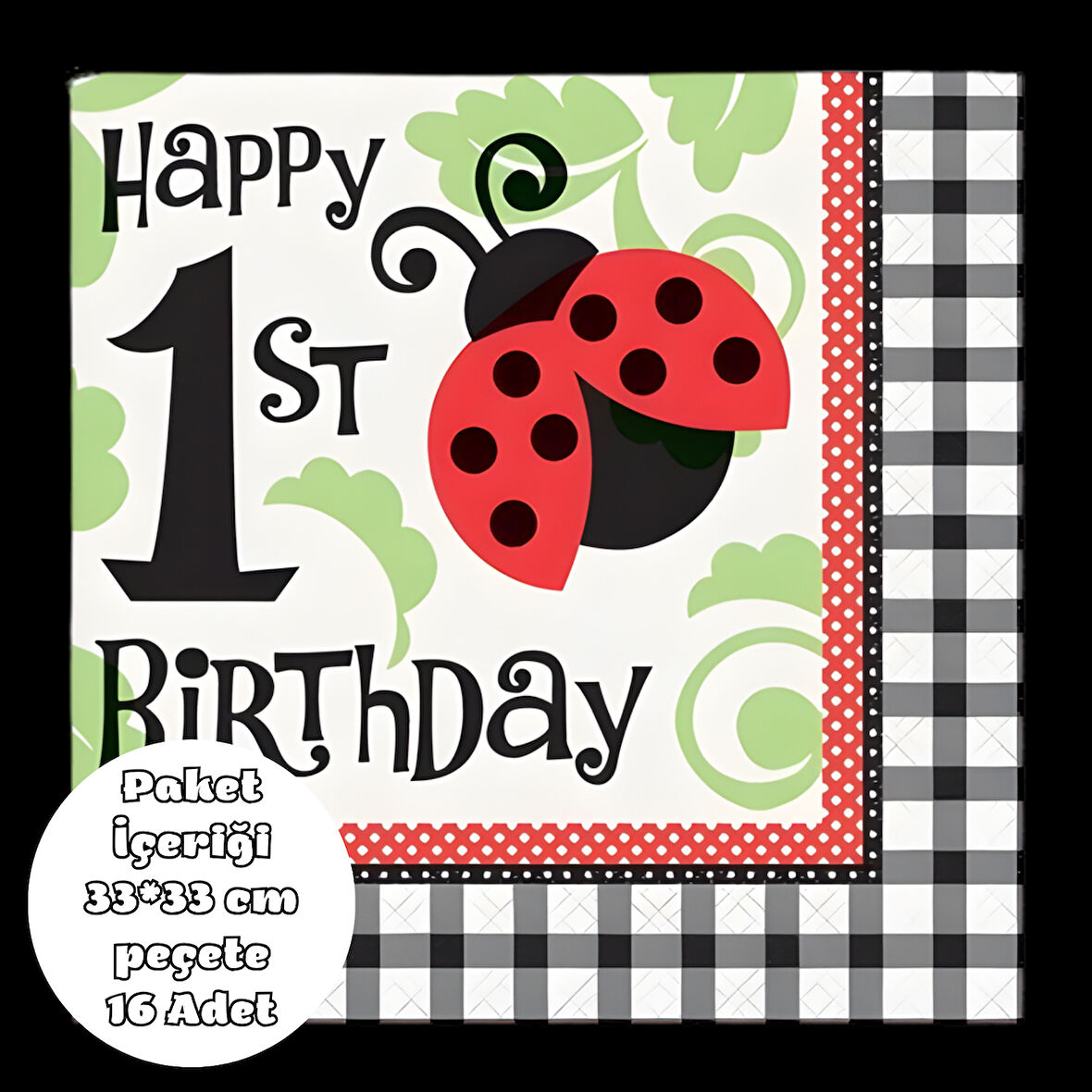 Uğur Böcekli 1 Yaş Peçete 33*33 cm 16 Adet