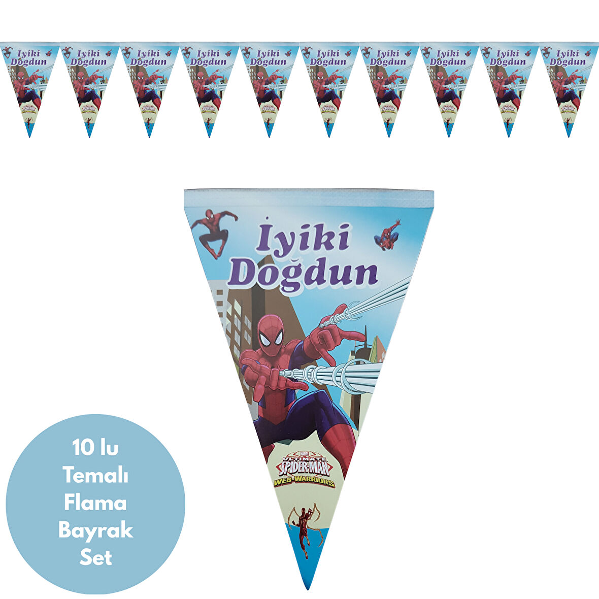 İyiki Doğdun Örümcek Adam Temalı Flama Bayrak Set Süs