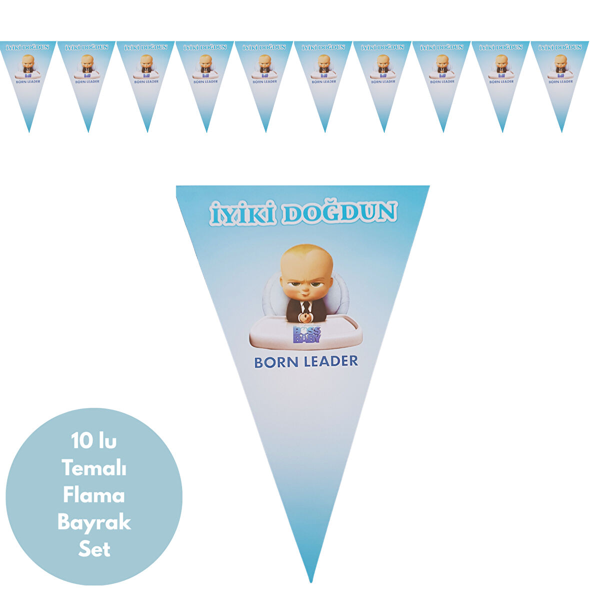 İyiki Doğdun Baby Boss Temalı Flama Bayrak Set Süs