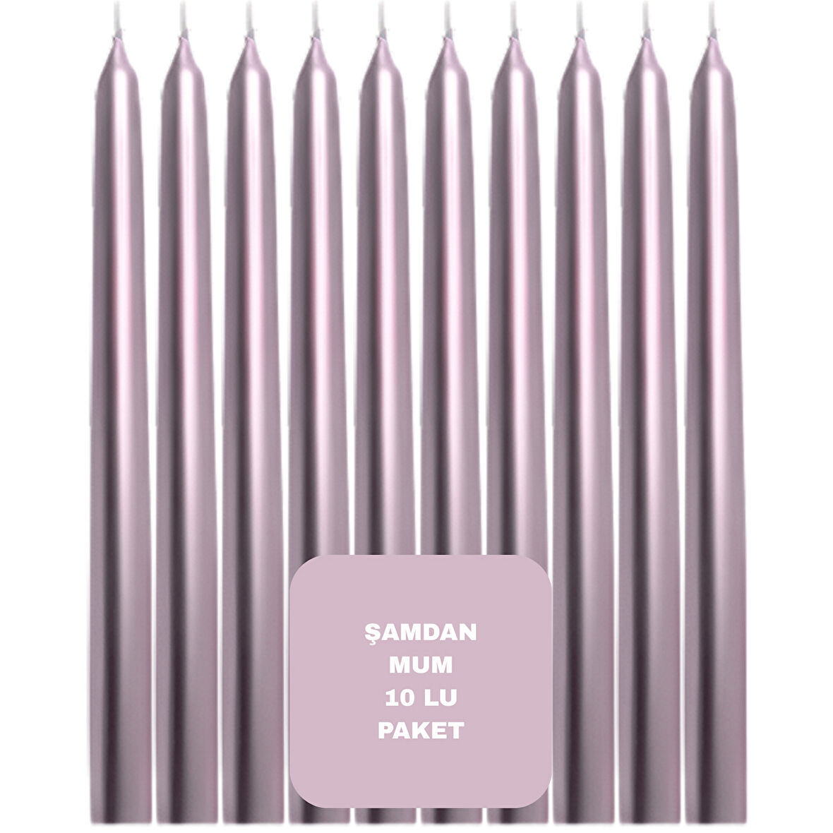 Pembe Renkli Şamdan Mum 10 Lu Paket 25 cm
