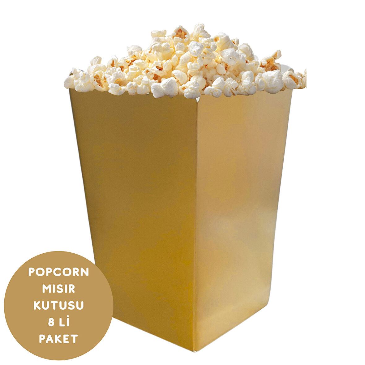 Altın Renkli Popcorn Mısır Kutusu 8 li Paket