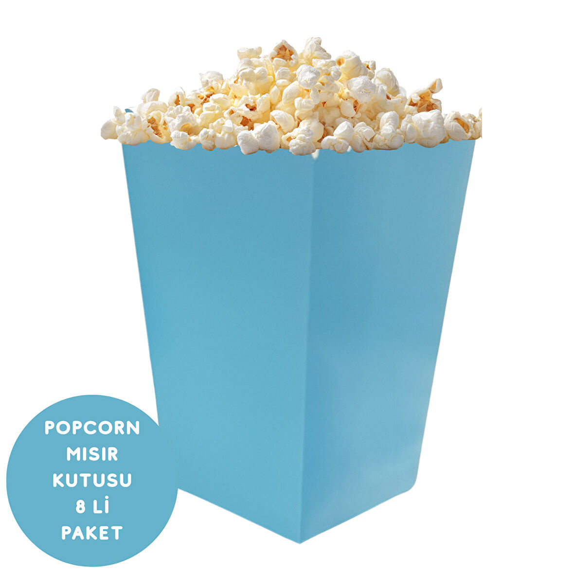 Mavi Renkli Popcorn Mısır Kutusu 8 li Paket