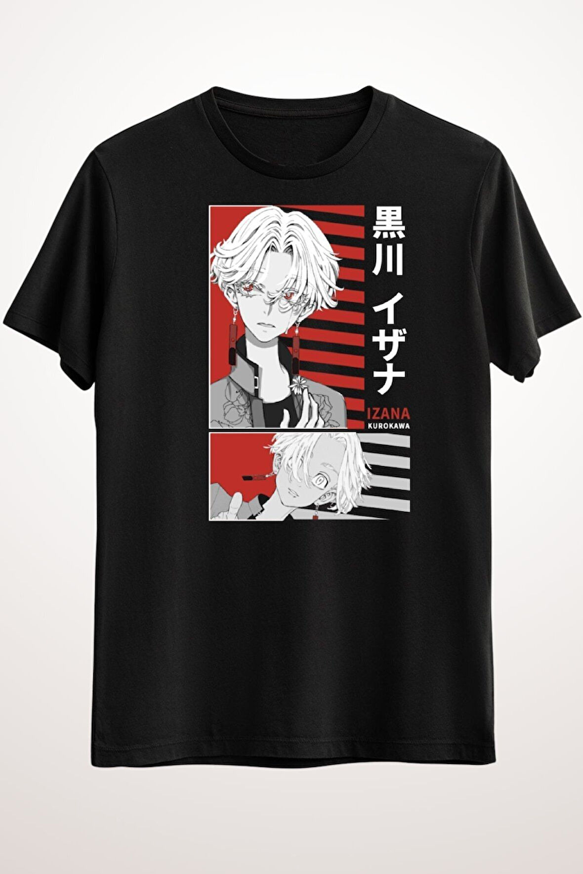 Unisex Siyah Tişört Tokyo Revengers Anime Shirt Izana Kurokawa Manji T-shirt