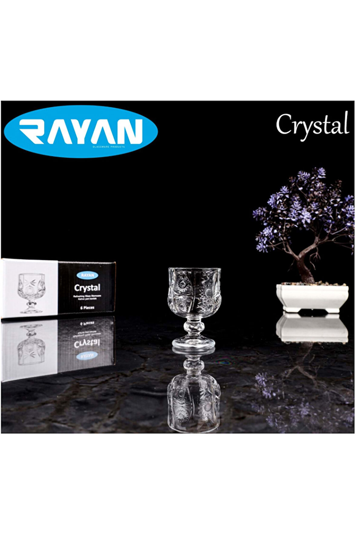 Rayan Crystal 6 lı Kahve Yanı Bardak