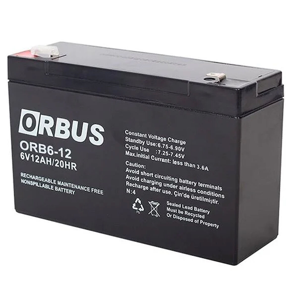 ORBUS 6 VOLT - 12 AMPER AKÜ (150 X 50 X 94 MM)