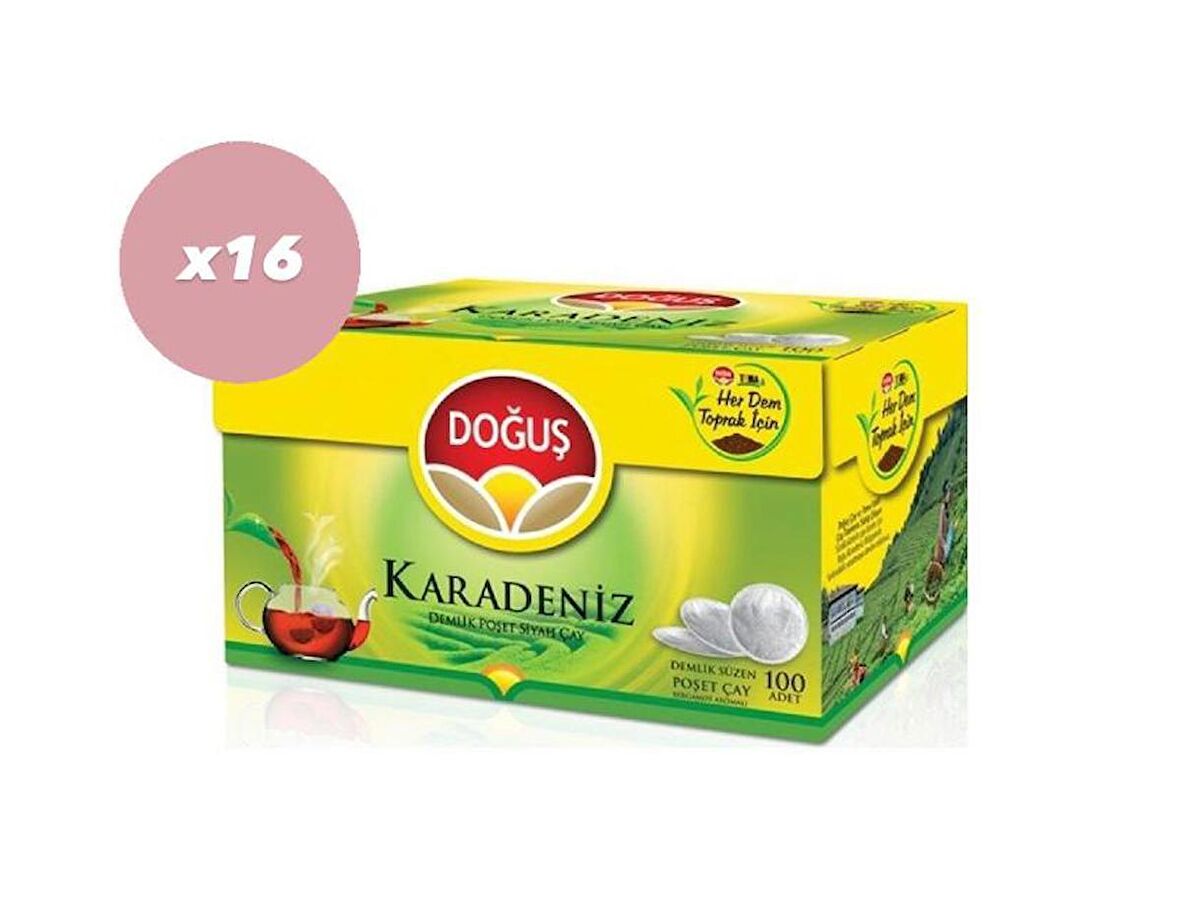 Doğuş Karadeniz Demlik Poşet Çay 100'Lü 320 G x 16 Adet