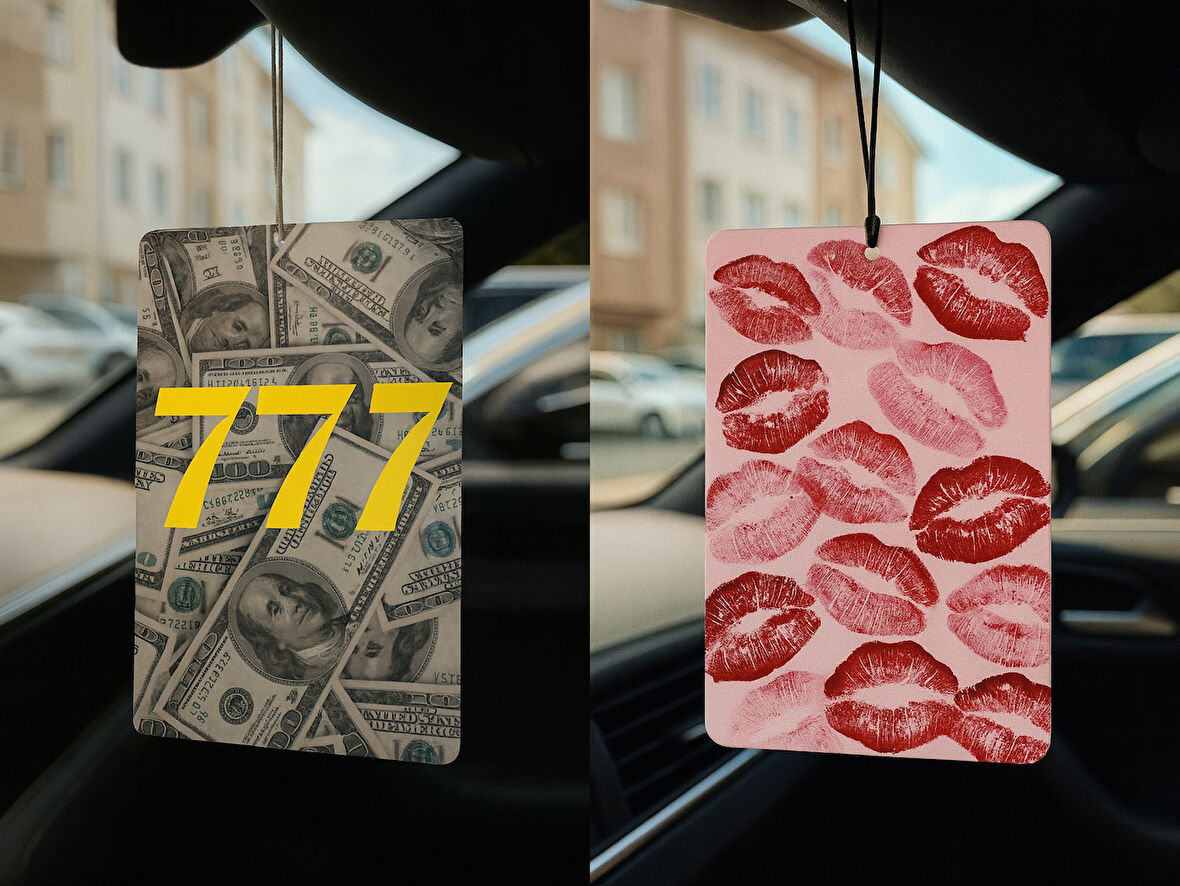 Dolar Manifest 777 ve Öpücük - İkili Oto Kokusu - Dekoratif Araç Kokusu ve Aksesuarı