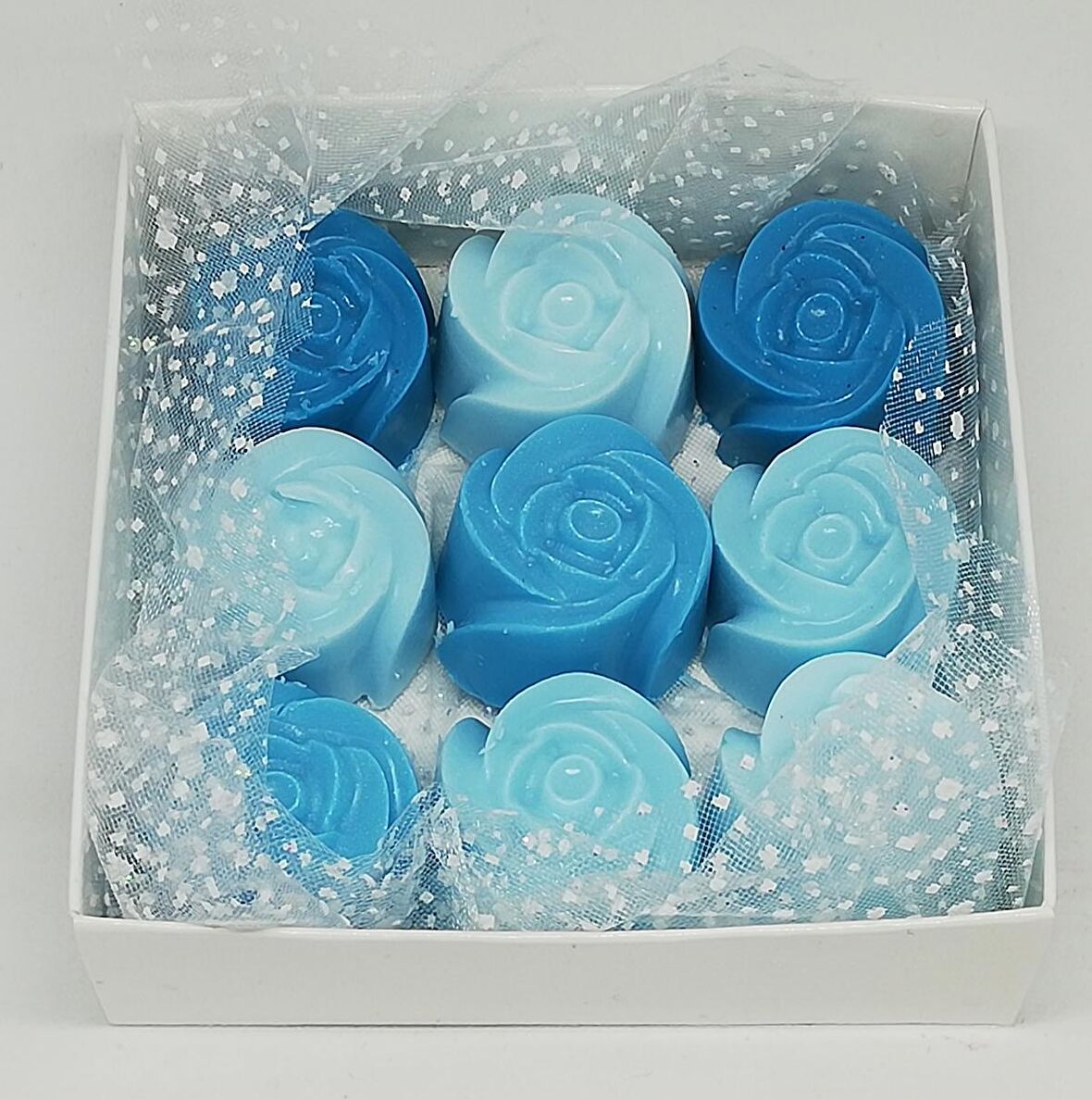 Sabun - Kokulu Süs Sabunu - Gül 9 Adet Mavi - 3cm*2cm