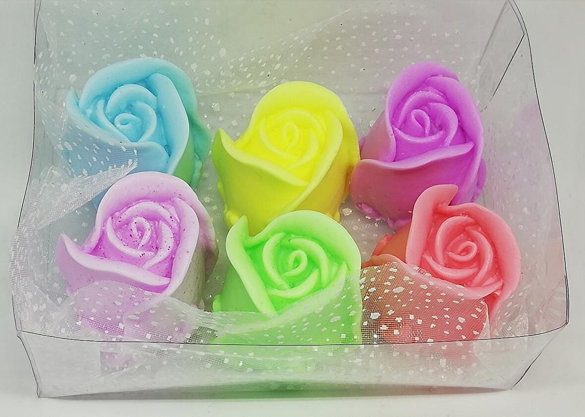 Sabun - Kokulu Süs Sabunu - Gül 6 Adet - Rengarenk - 5cm