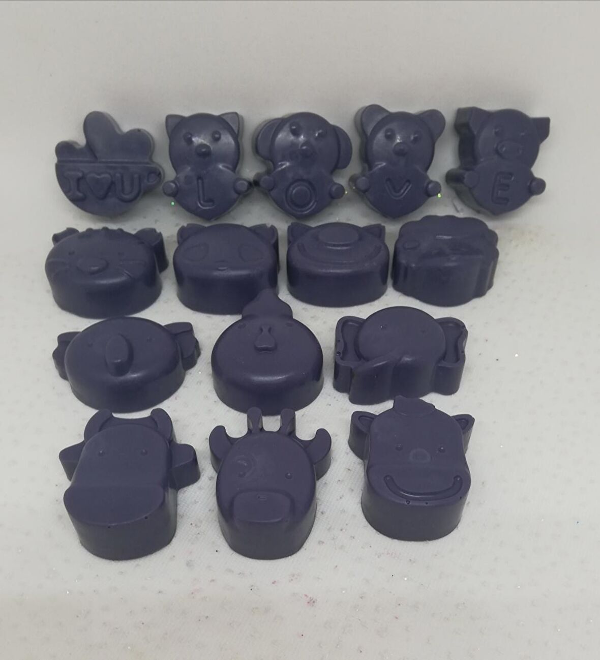 Sabun - Kokulu Süs Sabunu - Hayvan Modelleri Love - Mor - 15 Adet-3cm