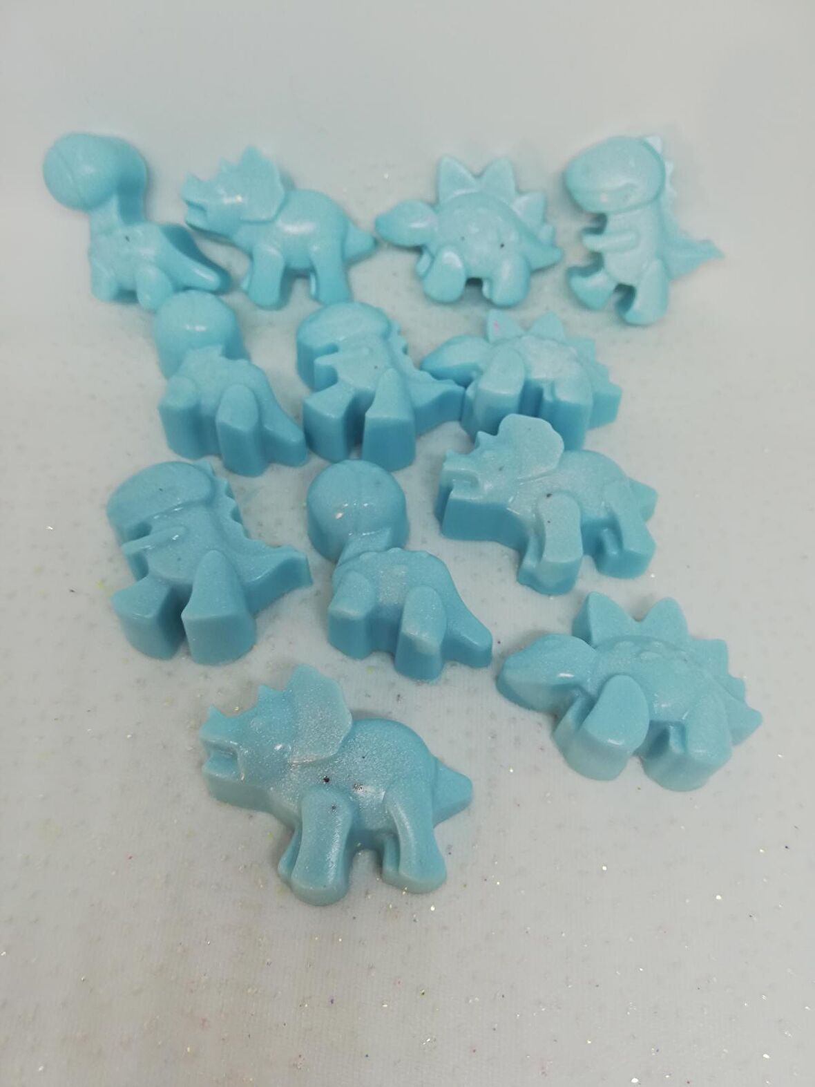 Sabun - Kokulu Süs Sabunu - Sevimli Dinozorlar - Mavi - 12 Adet -4cm