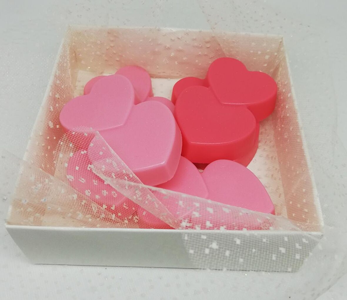 Sabun - Kokulu Süs Sabunu - Kalp 6 Adet Pembe-5cm