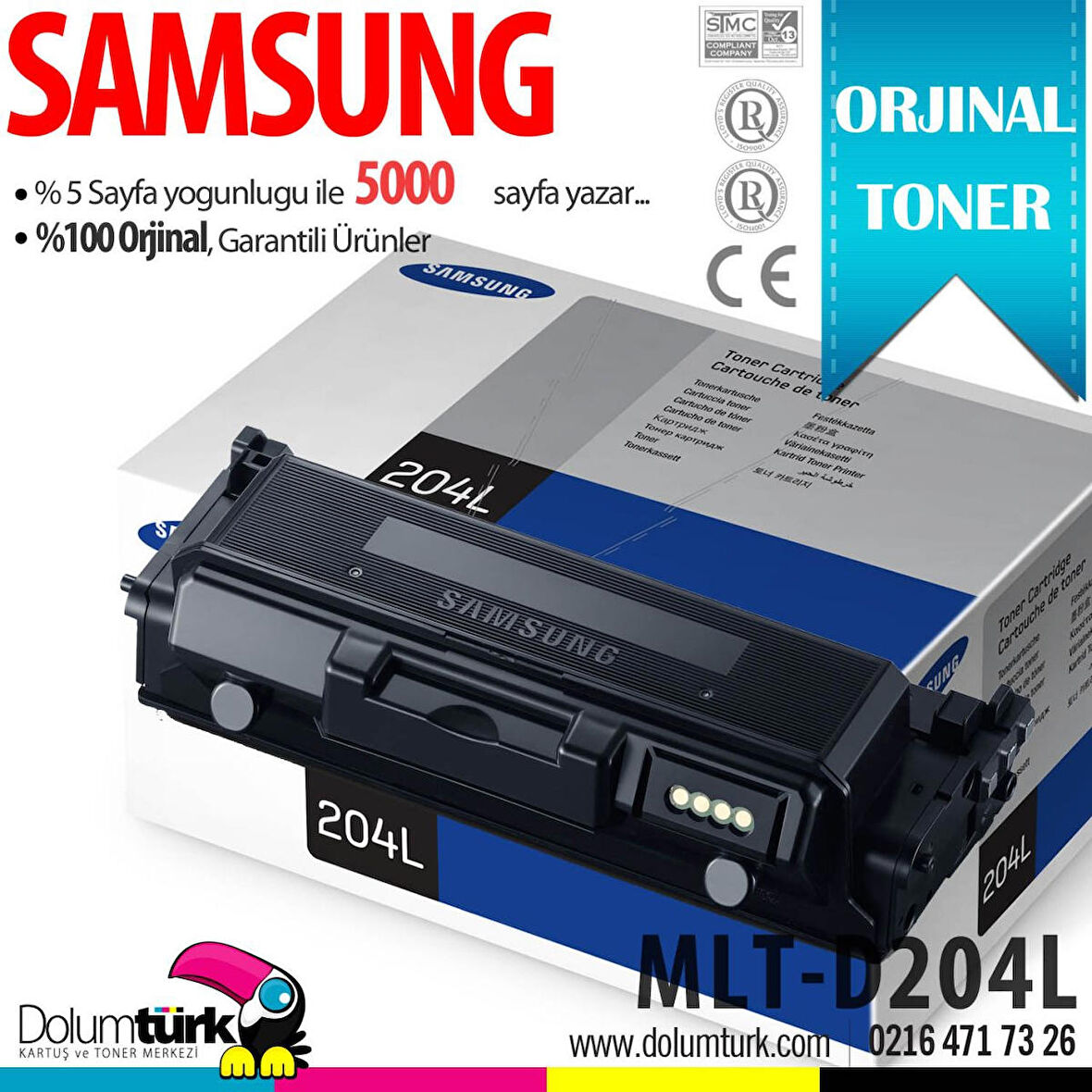 Samsung MLT-D204L / Pro Xpress M3325 / M3375 M3825 / M3875 / M4025 / M4075 Orjinal Toner
