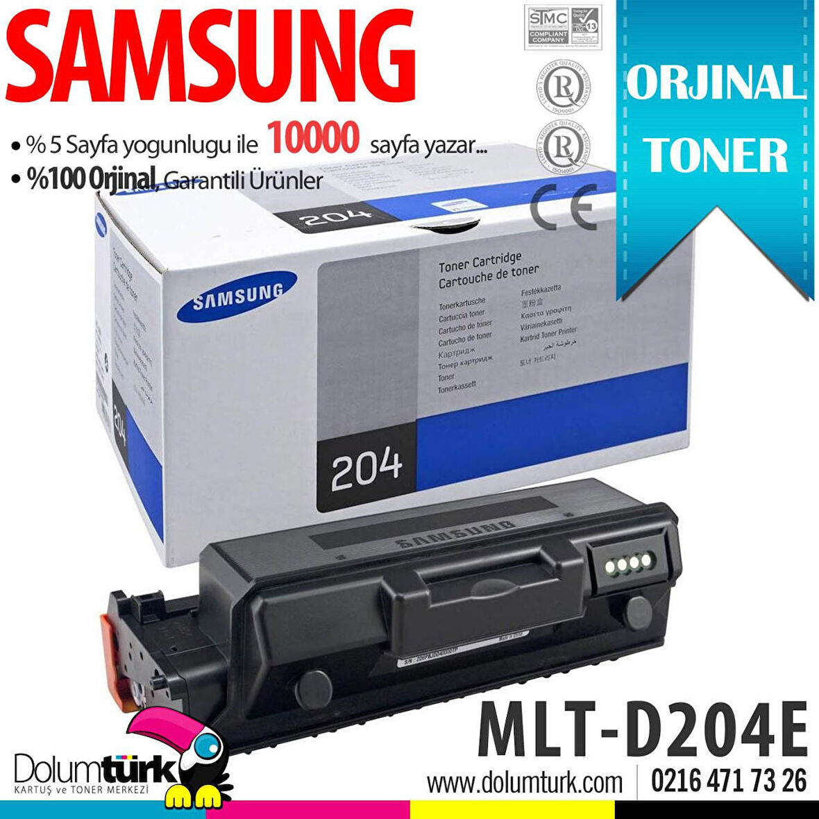 Samsung MLT-D204E / Pro Xpress M3325 / M3375 M3825 / M3875 / M4025 / M4075 Orjinal Toner 10K