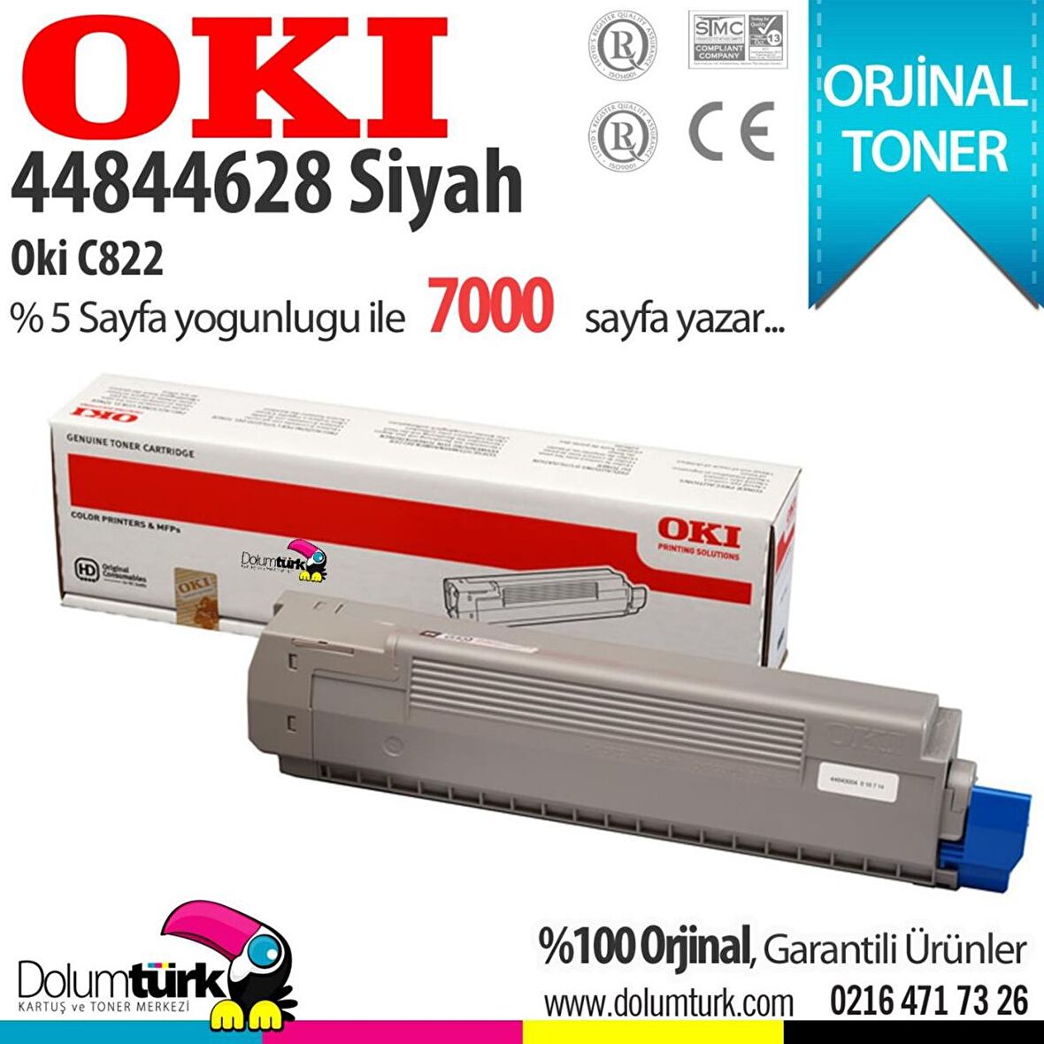 Oki C822 / 44844628 Siyah Orijinal Toneri