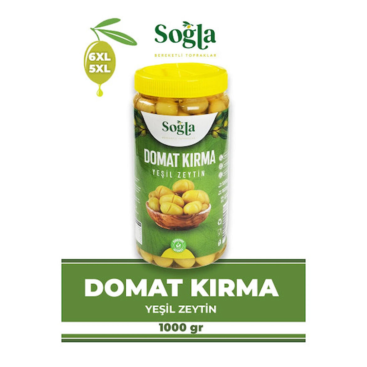 Domat Kırma Yeşil Zeytin 1000g
