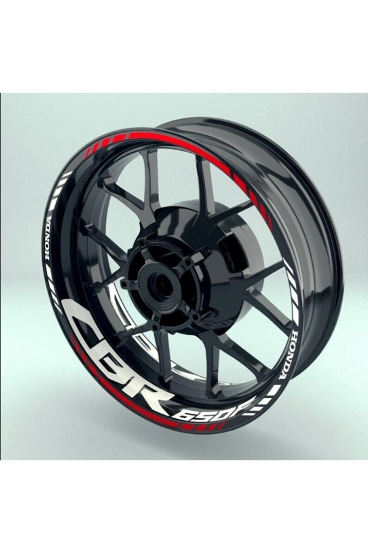 DesingONB Motorsiklet Jant Şeridi Cbr650F Uyumlu Beyaz-Kırmızı Sağ-Sol/Ön-Arka