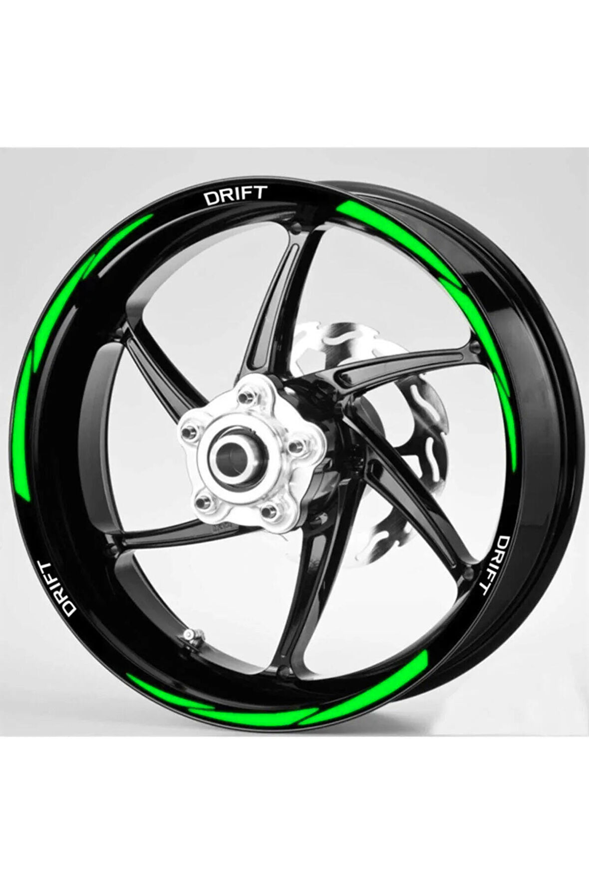 DesingONB Motorsiklet Jant Şeridi Yeşil Reflektifli Mondial Beyaz Drift Uyumlu Yazılı Sağ-Sol/Ön-Arka