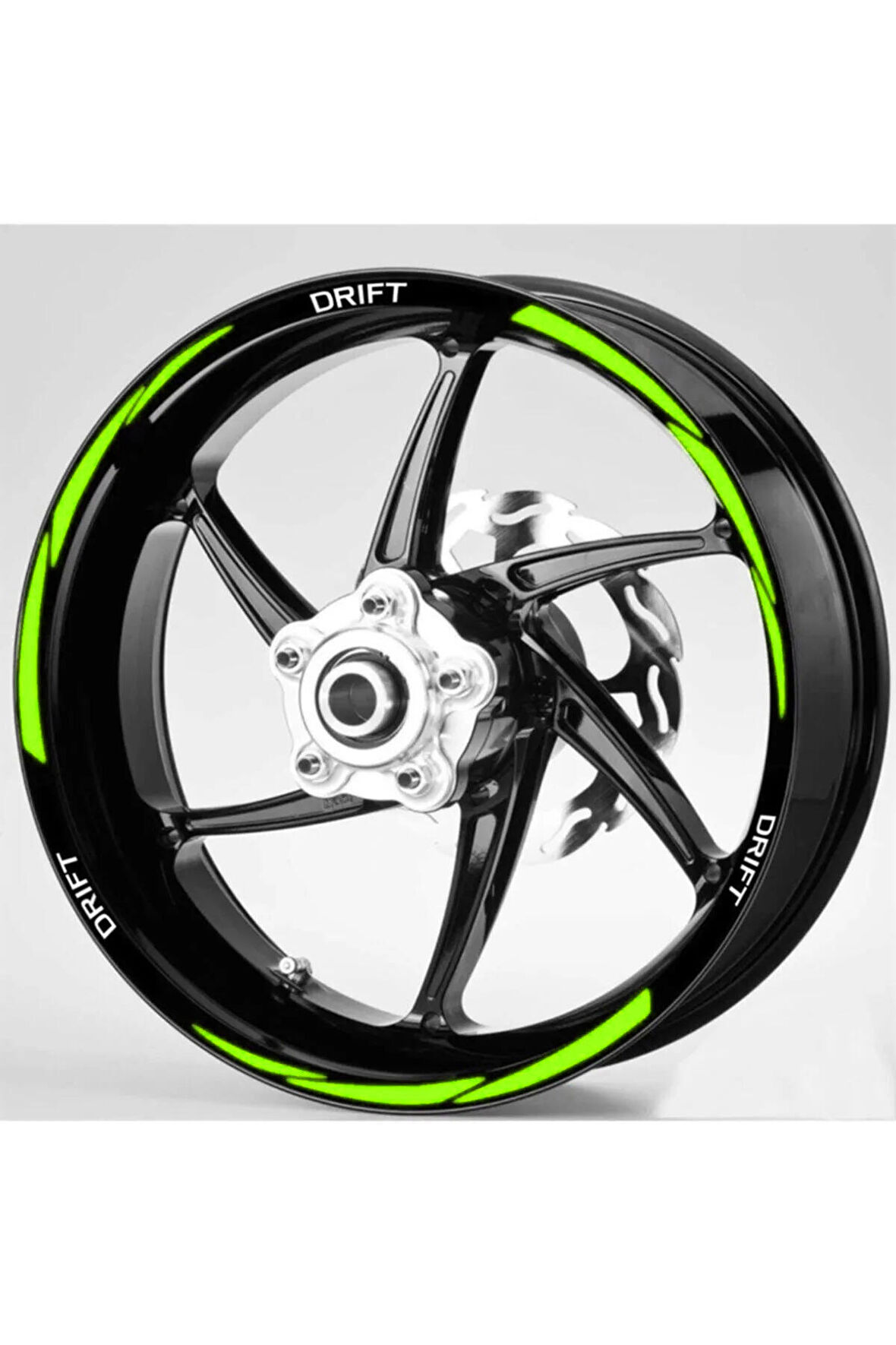 DesingONB Motorsiklet Jant Şeridi Drift Uyumlu Beyaz-Fıstık Yeşili Reflektifli (Neon) Sağ-Sol/Ön-Arka