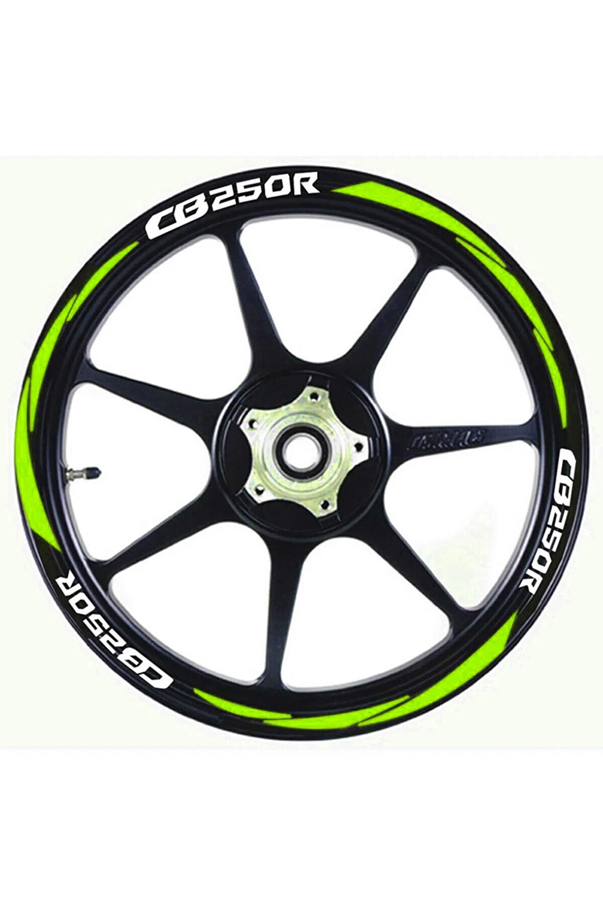 DesingONB Motorsiklet Jant Şeridi Cb250R Uyumlu Beyaz-Fıstık Yeşili (Neon) Sağ-Sol/Ön-Arka