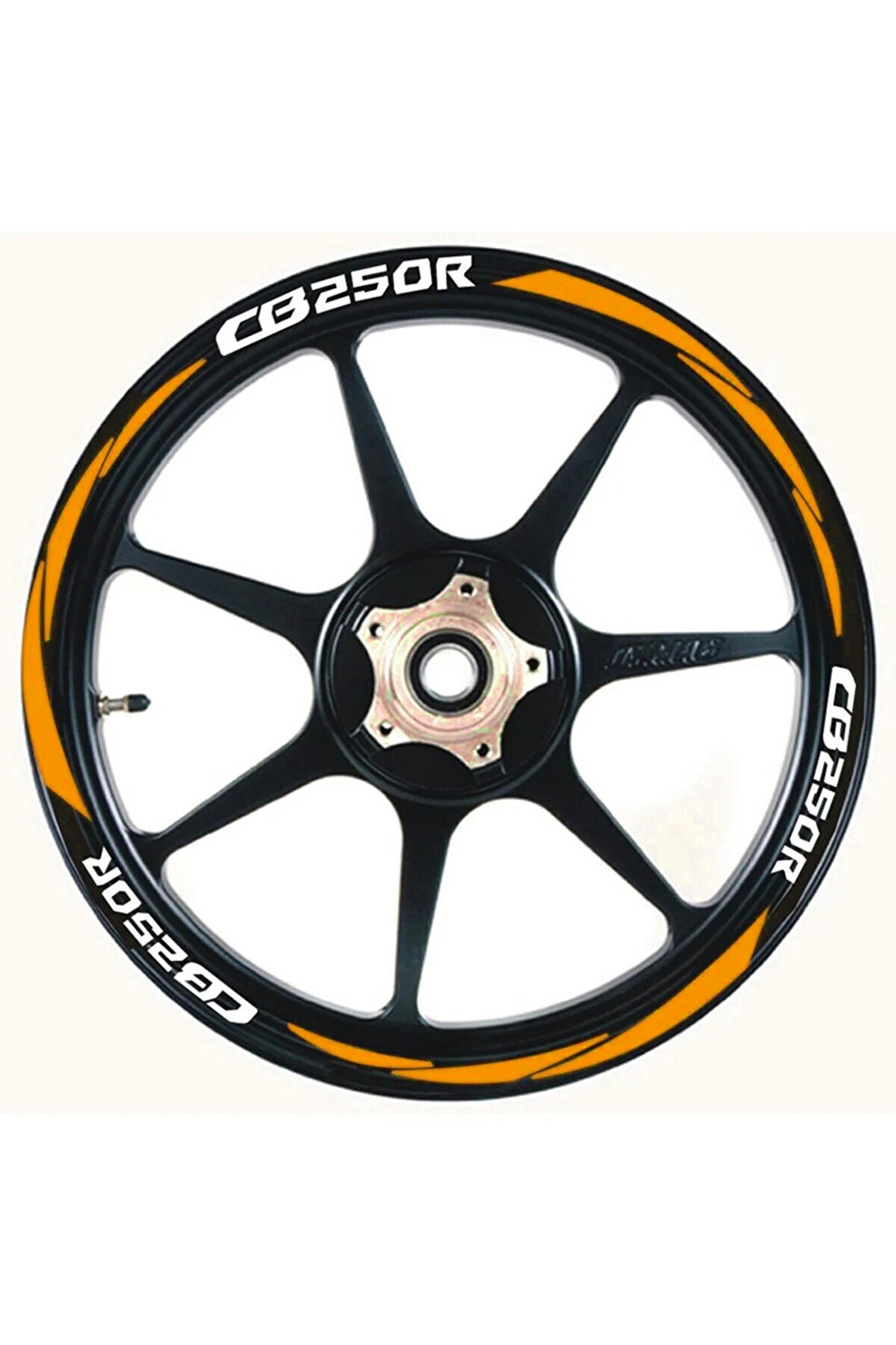 DesingONB Motorsiklet Jant Şeridi Cb250R Uyumlu Beyaz-Turuncu Sağ-Sol/Ön-Arka