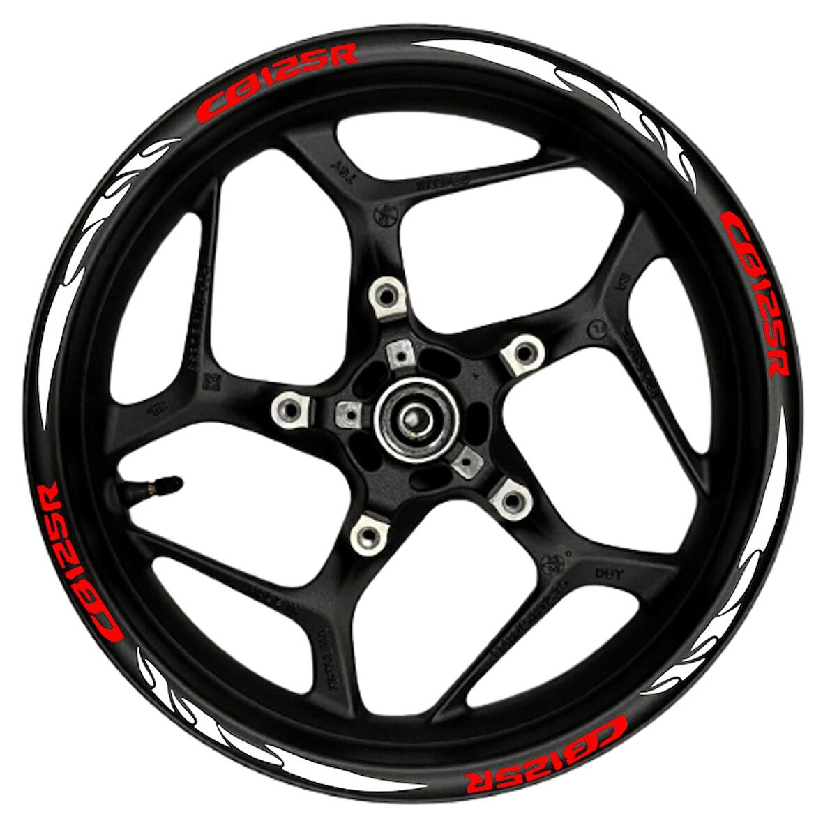 CB125R kırmızı yazılı  beyaz pençe şeritli