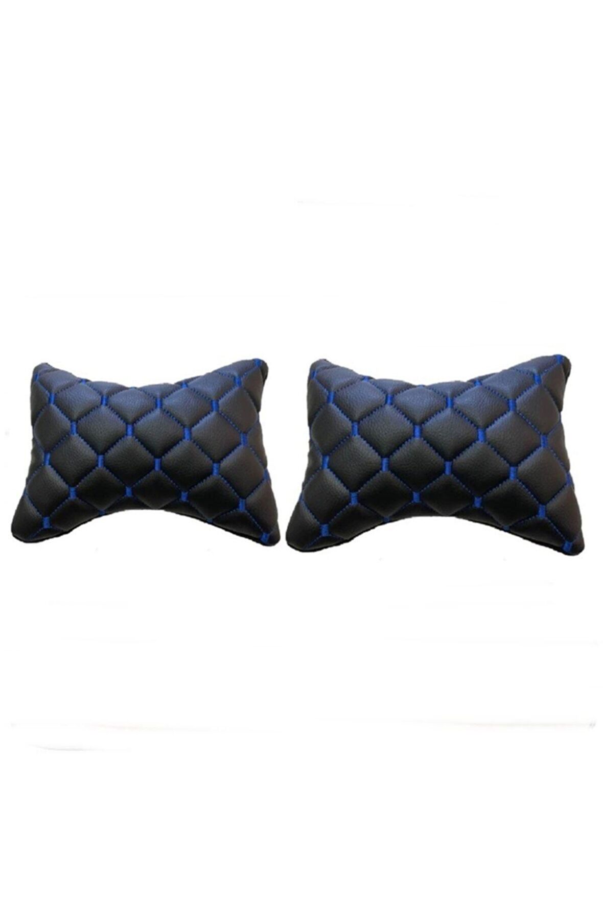  Volvo V40   (1995-2004)  Uyumlu 2'Li 3d Oto Boyun Yastığı Siyah Deri Mavi Nakış  