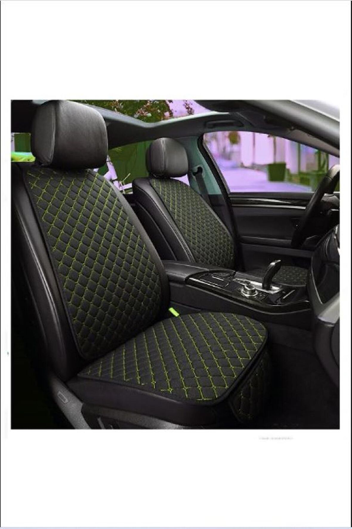 Skoda Fabia 1999-2007  Uyumlu Terletmez, Ortopedik, Koltuk Minderi, Siyah Kumaş Sarı Dikiş