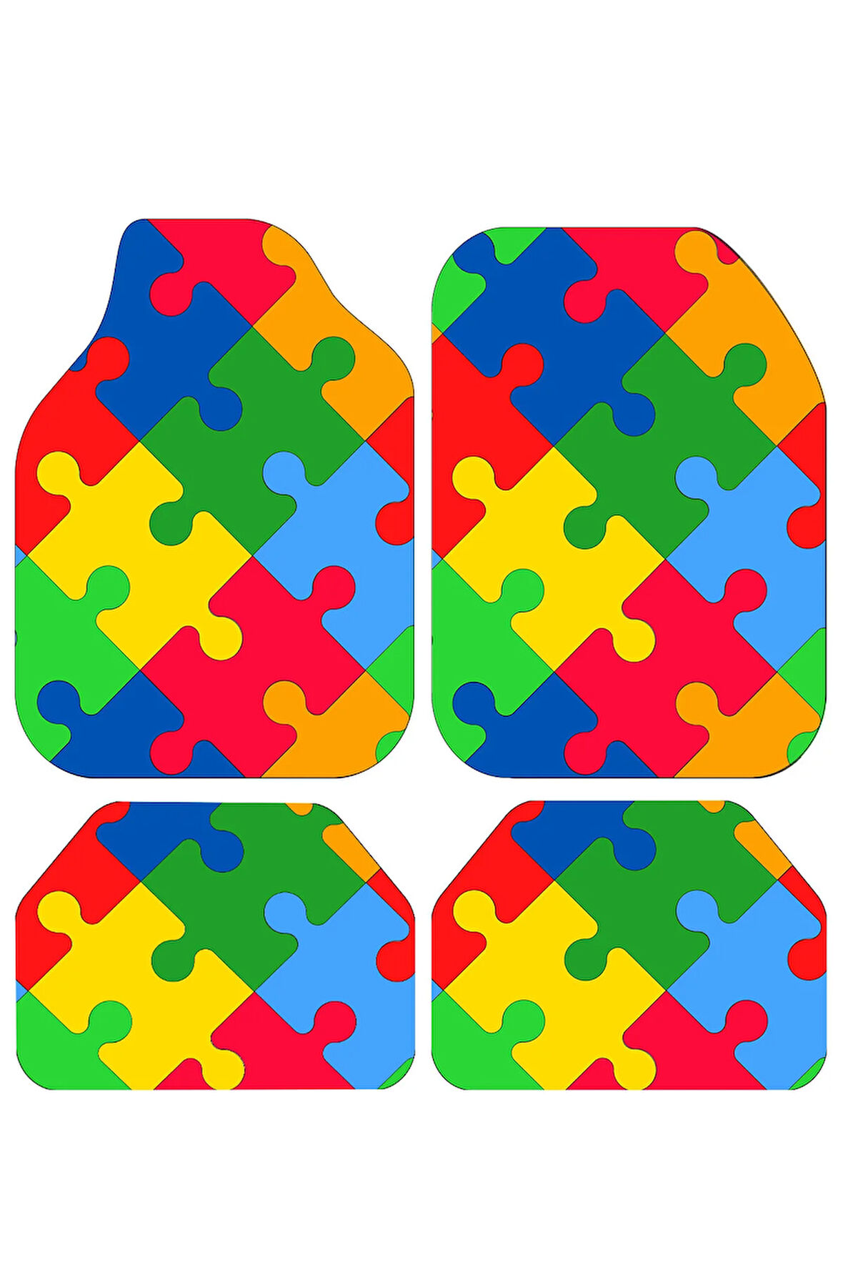 Dekoratif Dijital Baskılı Renkli Puzzle Desen Her Araca Uyumlu Yıkanabilir Oto Paspas Takımı