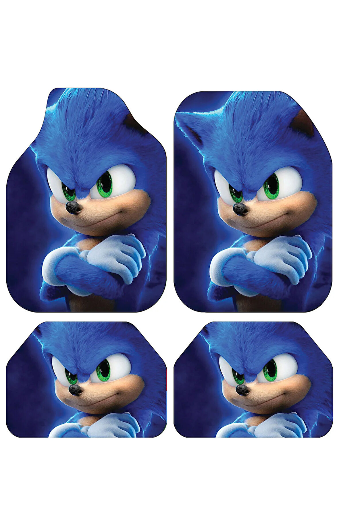 Dekoratif Dijital Baskılı Sonic Desen Her Araca Uyumlu Yıkanabilir Oto Paspas Takımı