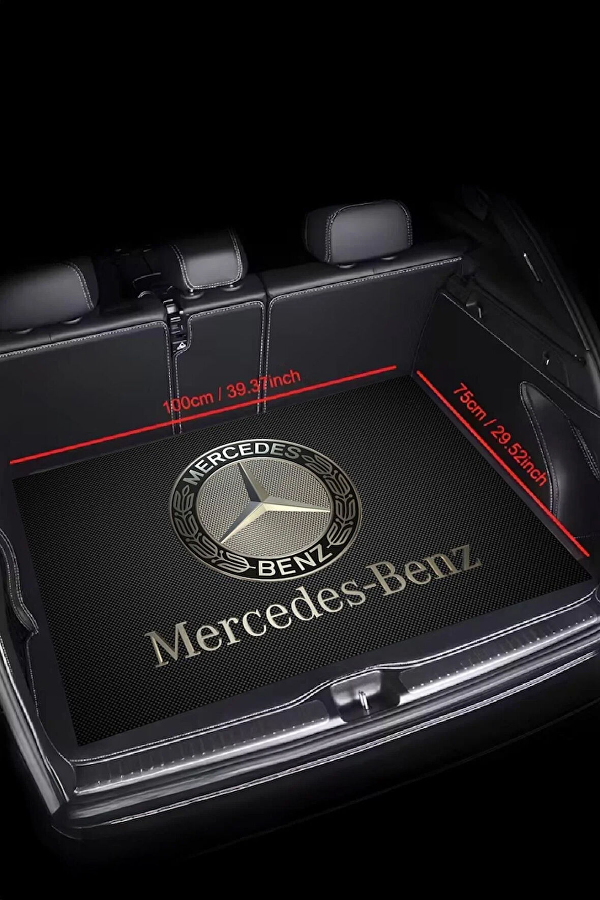 Dijital Baskı Dekoratif Mercedes Desen Araba Bagaj Matı Yıkanabilir Bagaj Havuzu