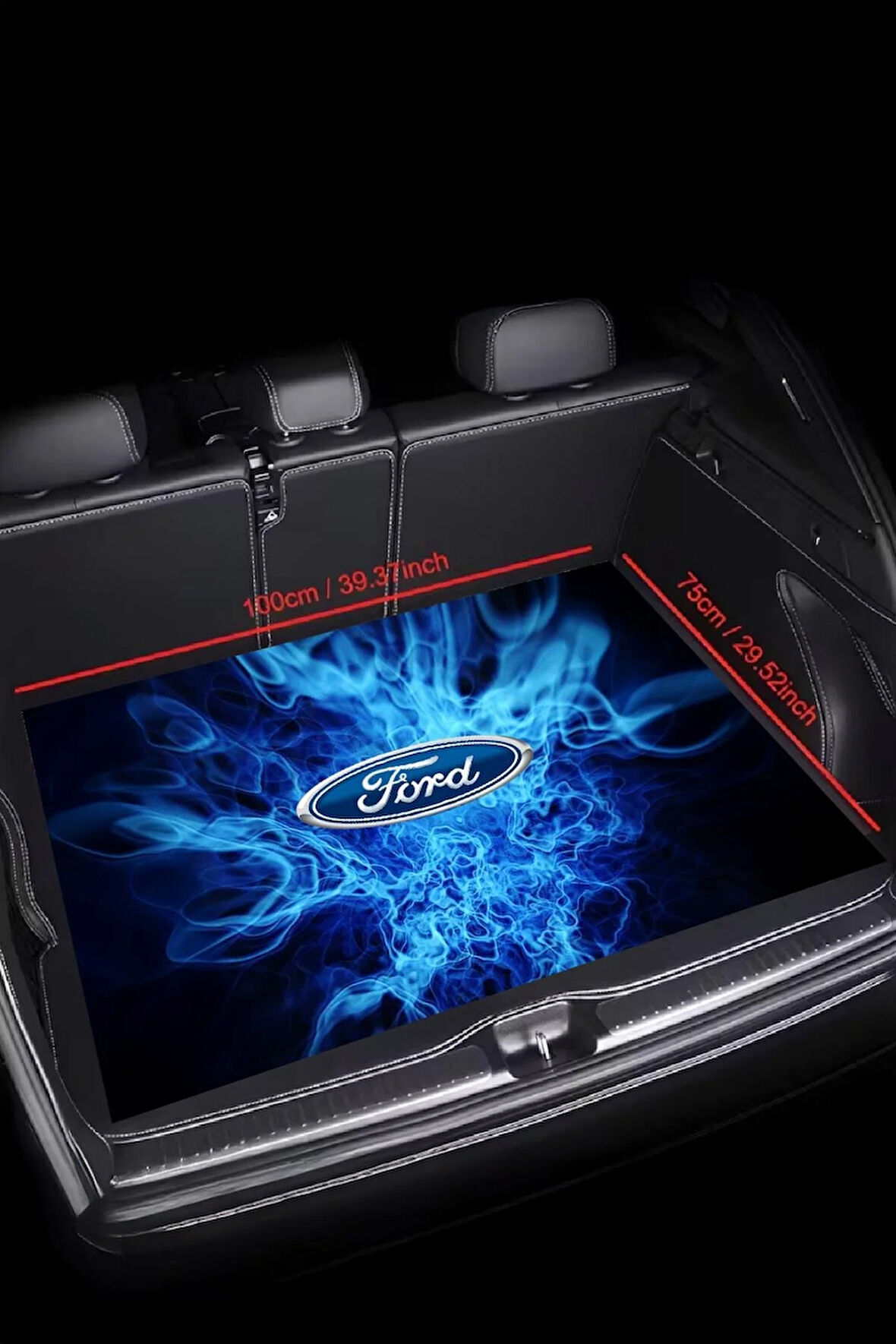 Dijital Baskı Dekoratif Ford Desen Araba Bagaj Matı Yıkanabilir Bagaj Havuzu