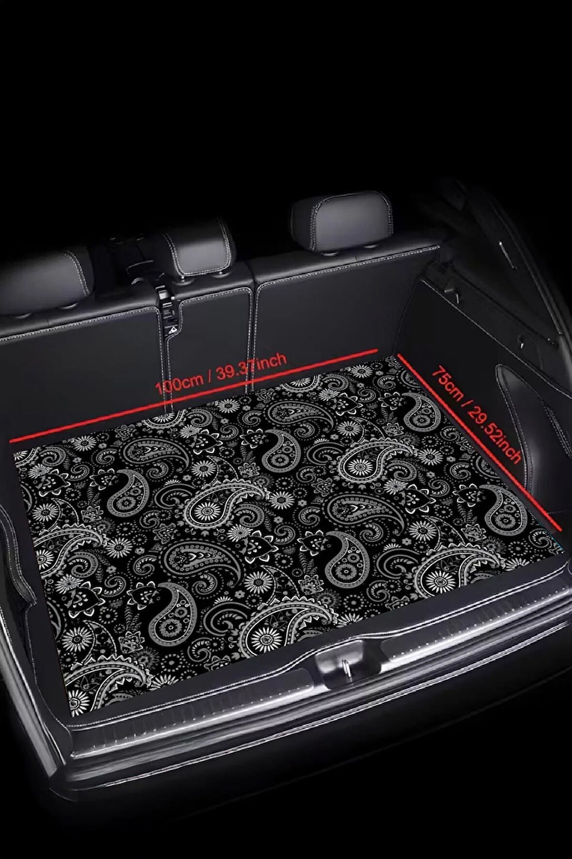 Dijital Baskı Dekoratif Siyah Desen Araba Bagaj Matı Yıkanabilir Bagaj Havuzu