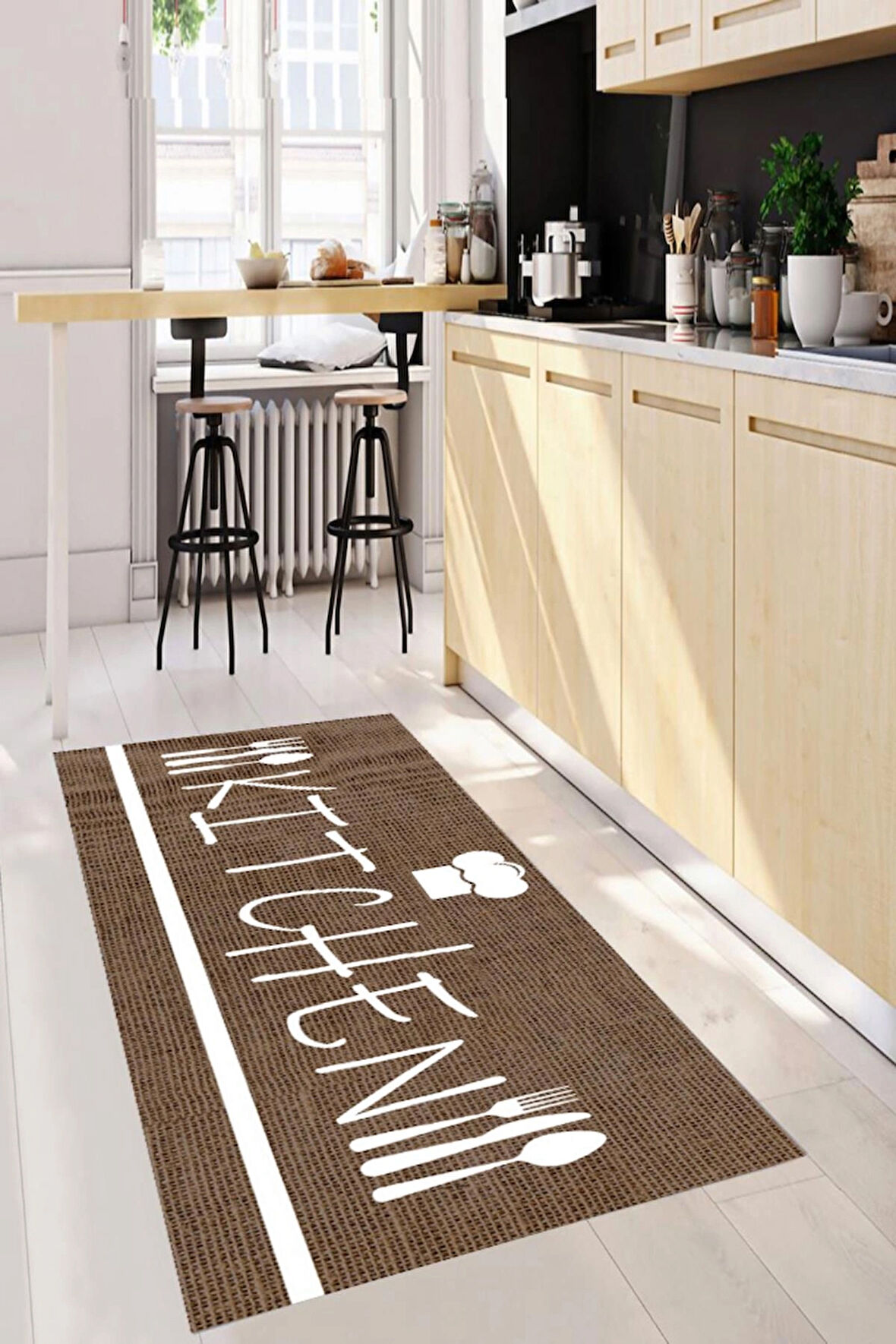 Dijital Baskılı Dekoratif Yıkanabilir Kaymaz Taban Mutfak Halısı