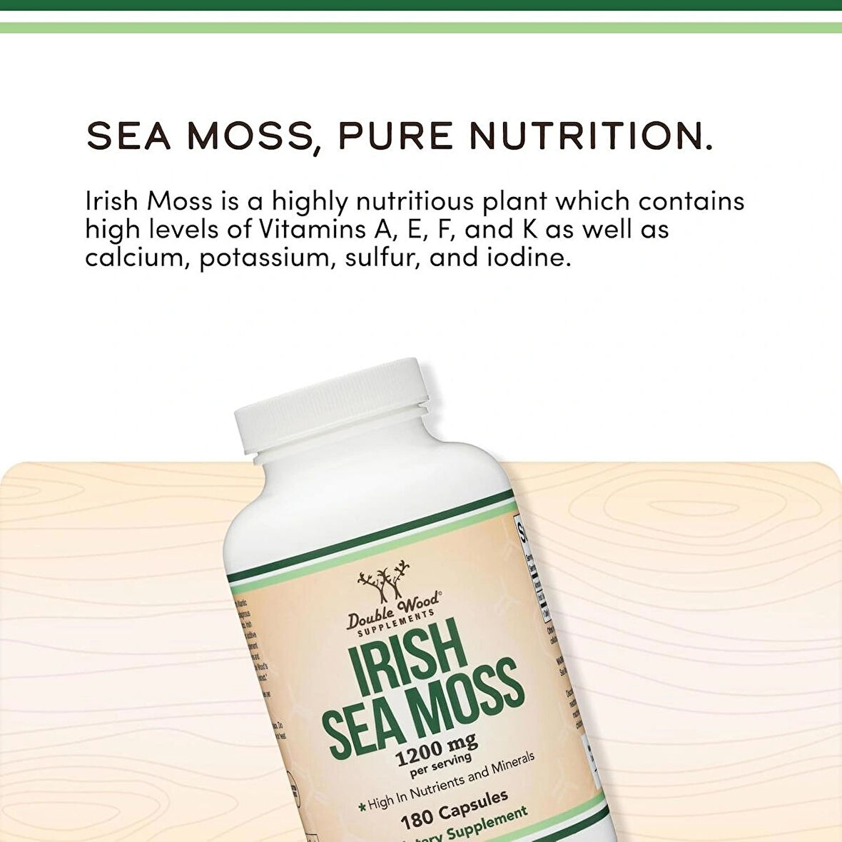 Double Wood Irish Sea Moss High in Minerals 180 Caps