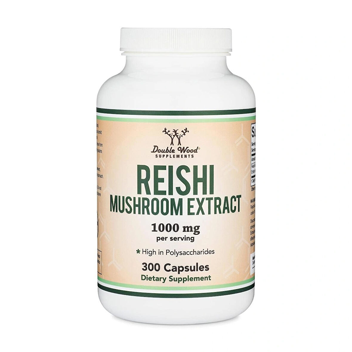 DOUBLE WOOD Reishi Mushroom Extract (Mantar özü takviyesi) 1000 Mg 300 Caps (Bağşıklılık desteği)
