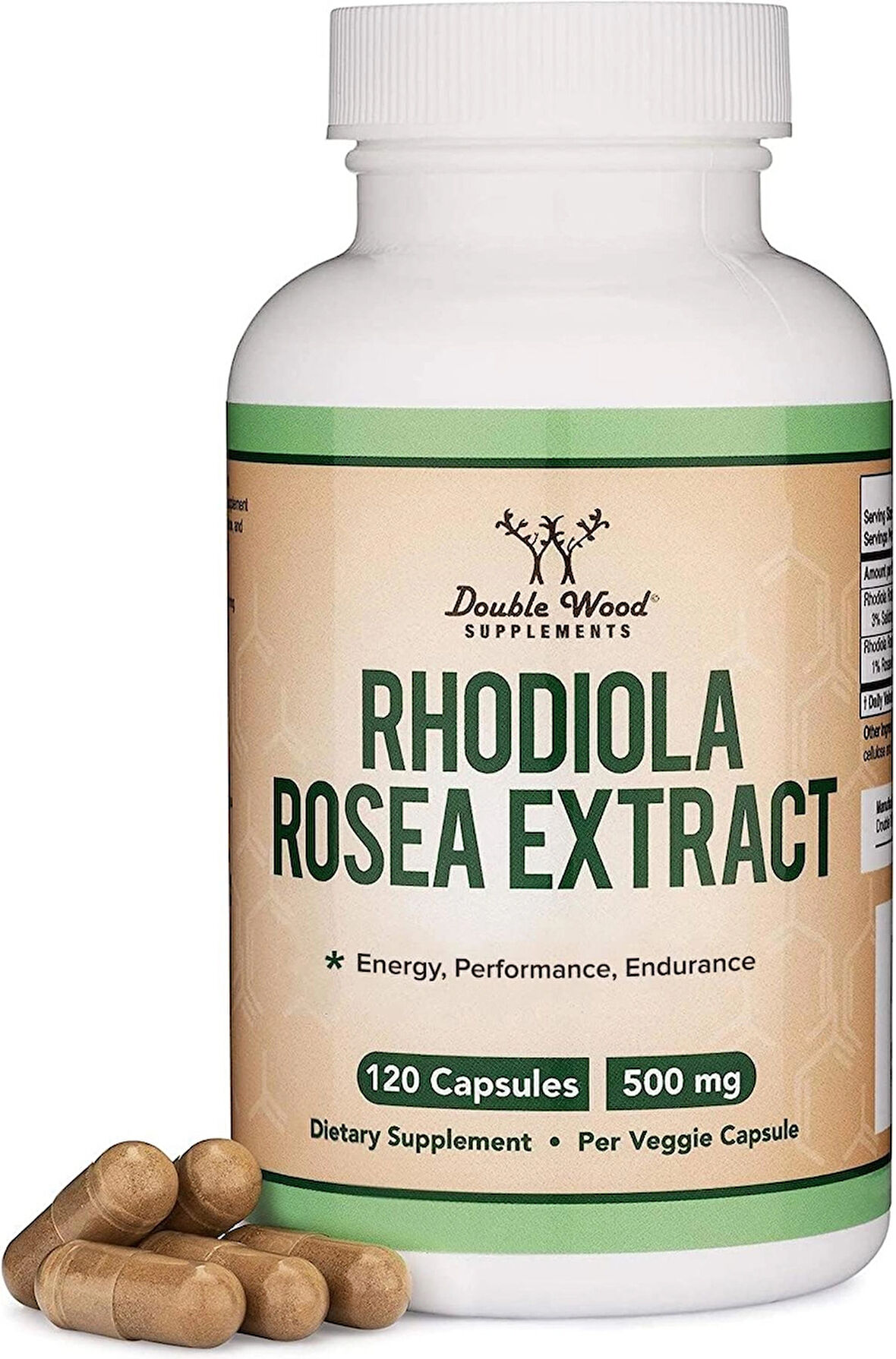 Double Wood Rhodiola Rosea Extract 500mg 120 Vegan Capsul (Bilişsel Zihinsel destek)