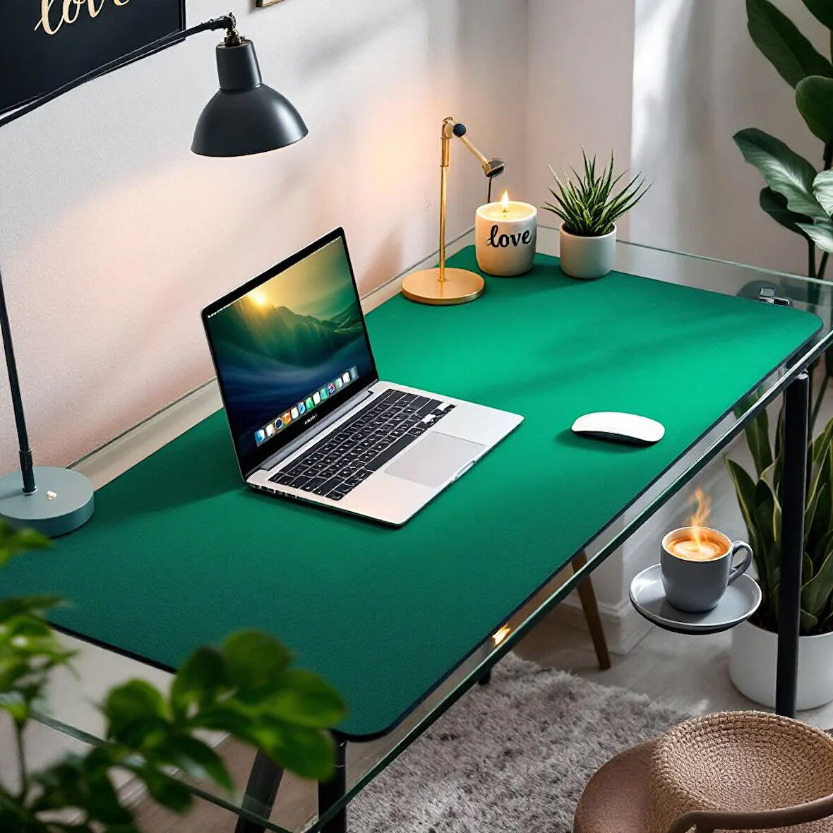 Özel Tasarım Desk Matı - Masa Örtüsü – 120 cm × 400 cm – Emerald Yeşil – Premium Poliüretan Deri