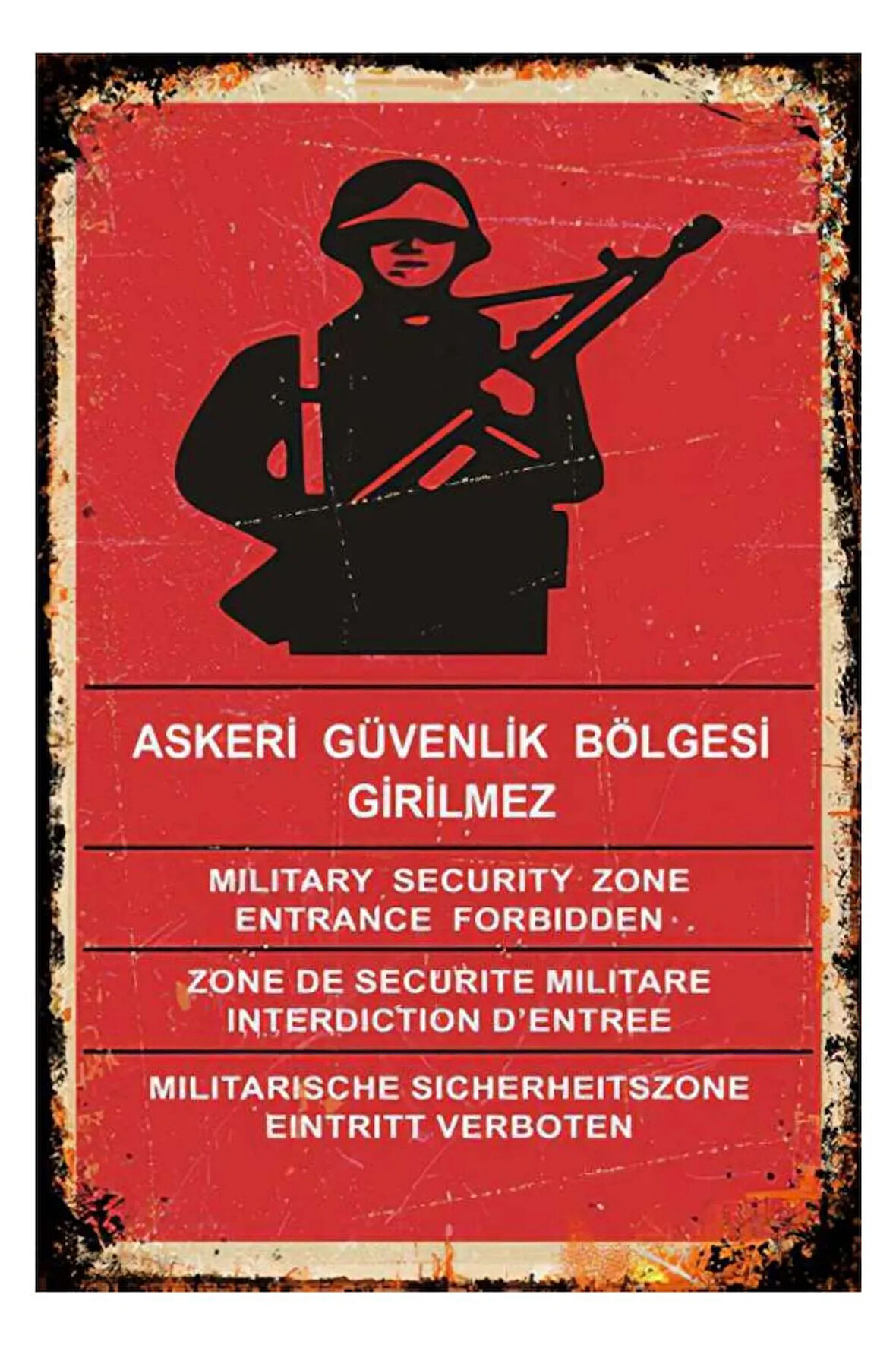 Askeri Güvenlik Bölgesi Girilmez Ahşap Mdf Poster, Modern Duvar Dekoru, Ev, Ofis, Cafe Duvar Süs