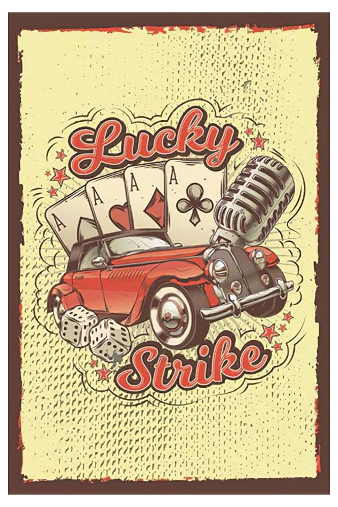 Lucky Strike Ahşap Mdf Poster, Modern Duvar Dekoru, Sanatsal Poster, Ev Ofis, Cafe Duvar Süs