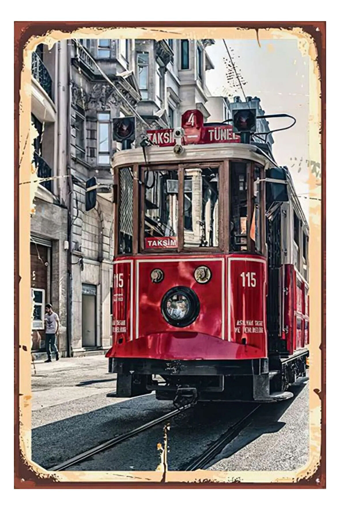 Tramvay Taksim Ahşap Mdf Poster, Modern Duvar Dekoru, Sanatsal Poster, Ev Ofis, Cafe Duvar Süs