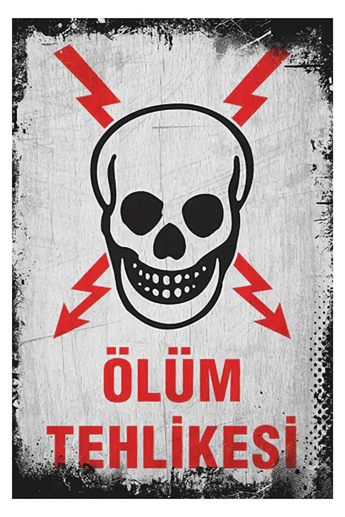 Ölüm Tehlikesi Kuru Kafa Ahşap Mdf Poster, Modern Duvar Dekoru, Sanatsal Poster, Ev, Cafe Duvar Süs