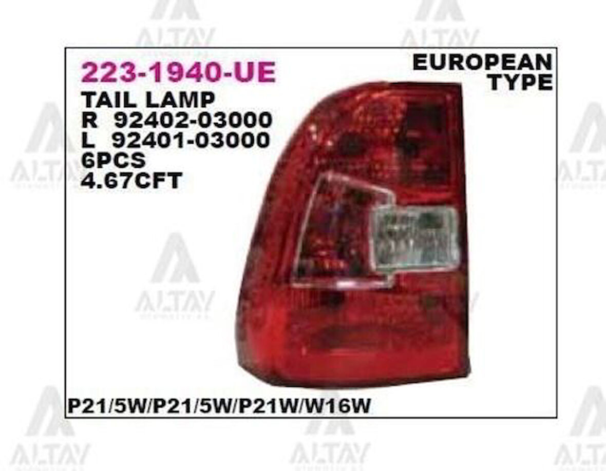 Depo 2231940RUE Stop Lambası Sağ Sportage 09- 9240203000