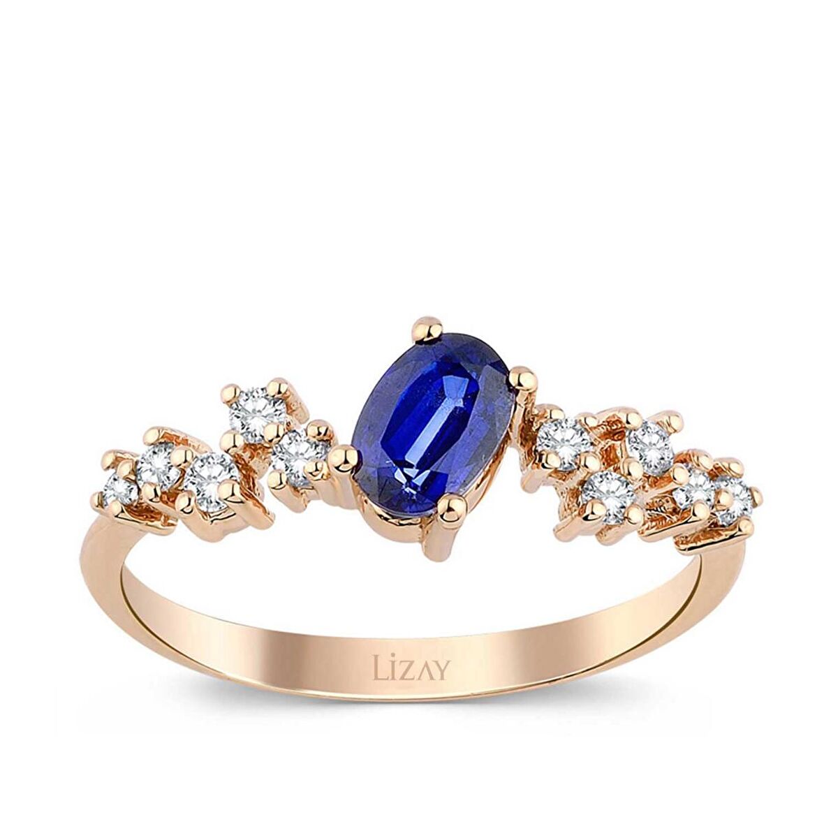 0.66 Karat Pırlantalı Safir Yüzük