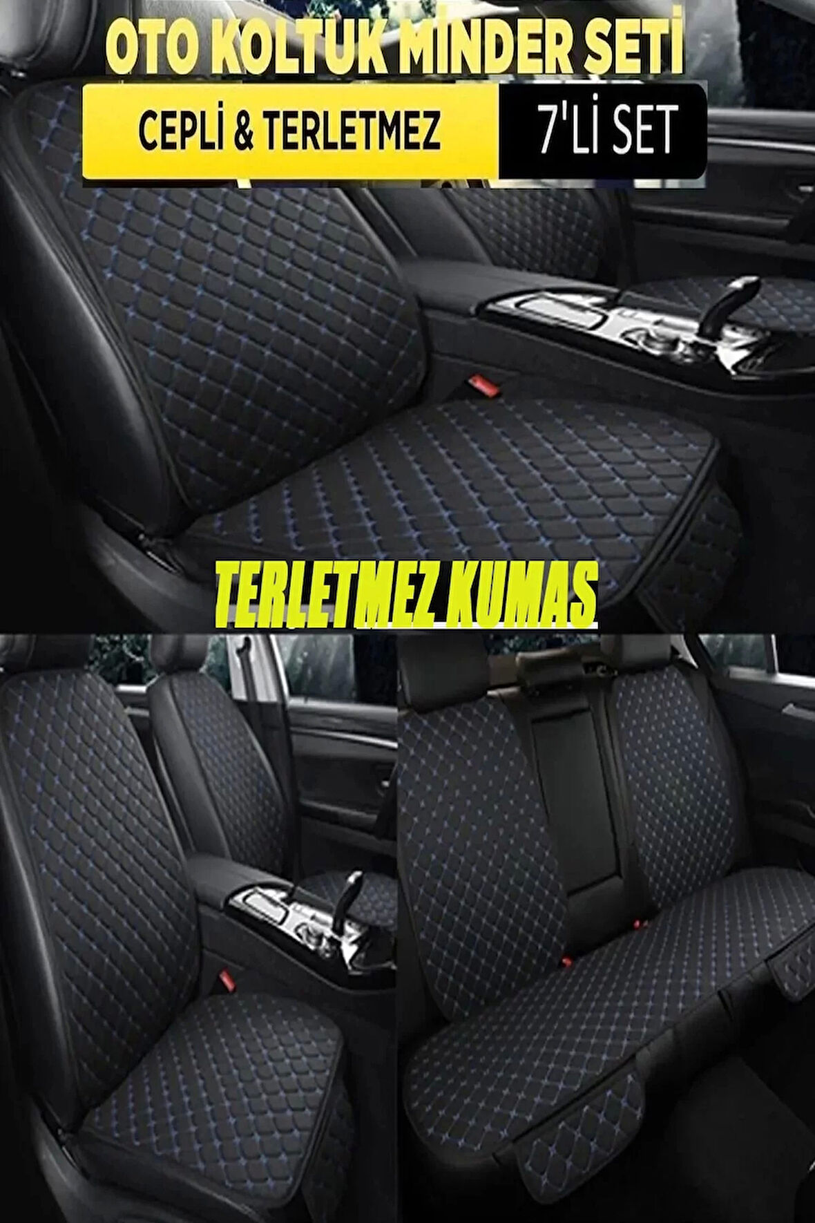 Opel Crossland Terletmez Kumaş MinTerletmez Kumaş 7 Parça Full Takım siyah-mavi