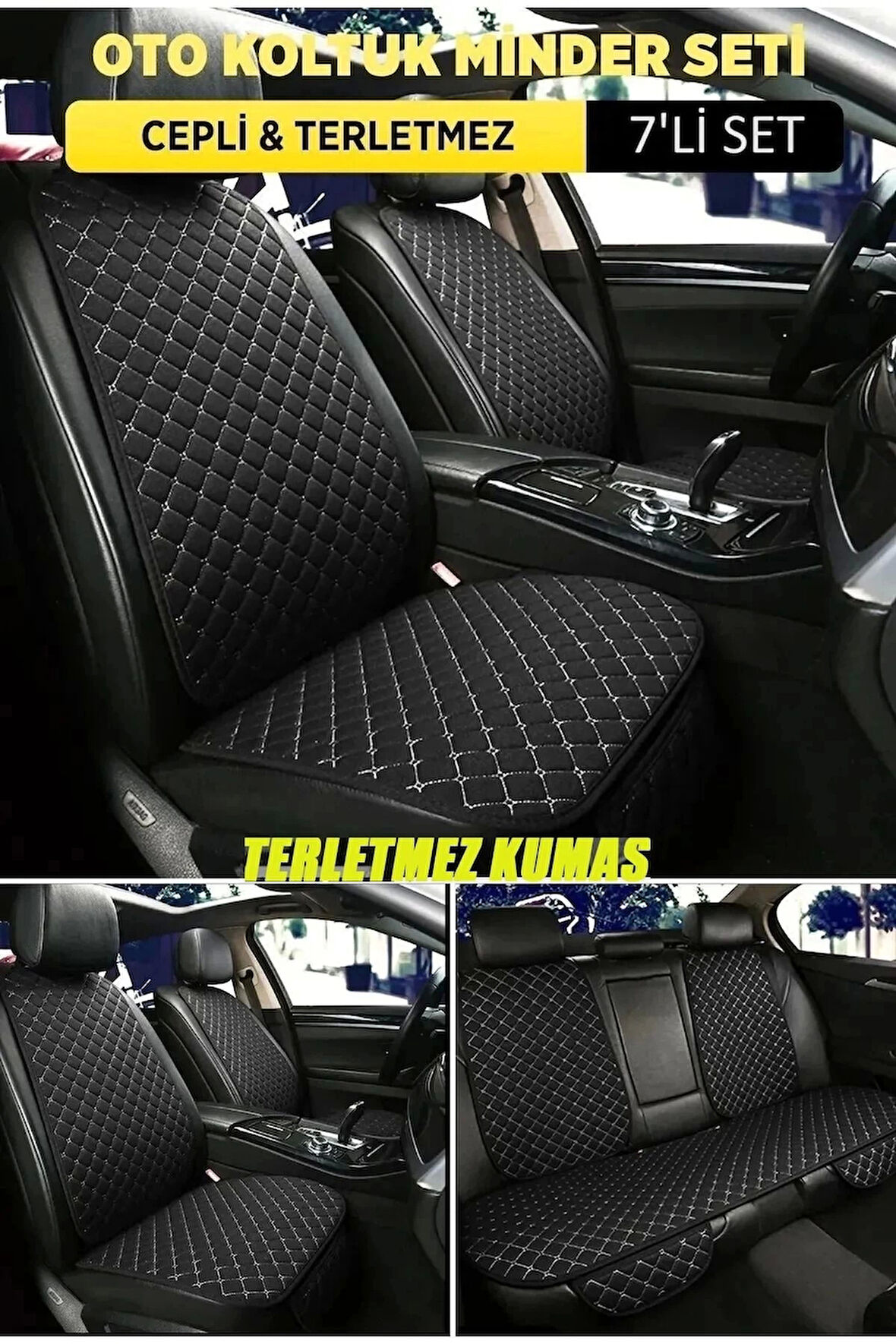 Ssangyong Rexton Terletmez Kumaş MinTerletmez Kumaş 7 Parça Full Takım siyah-beyaz