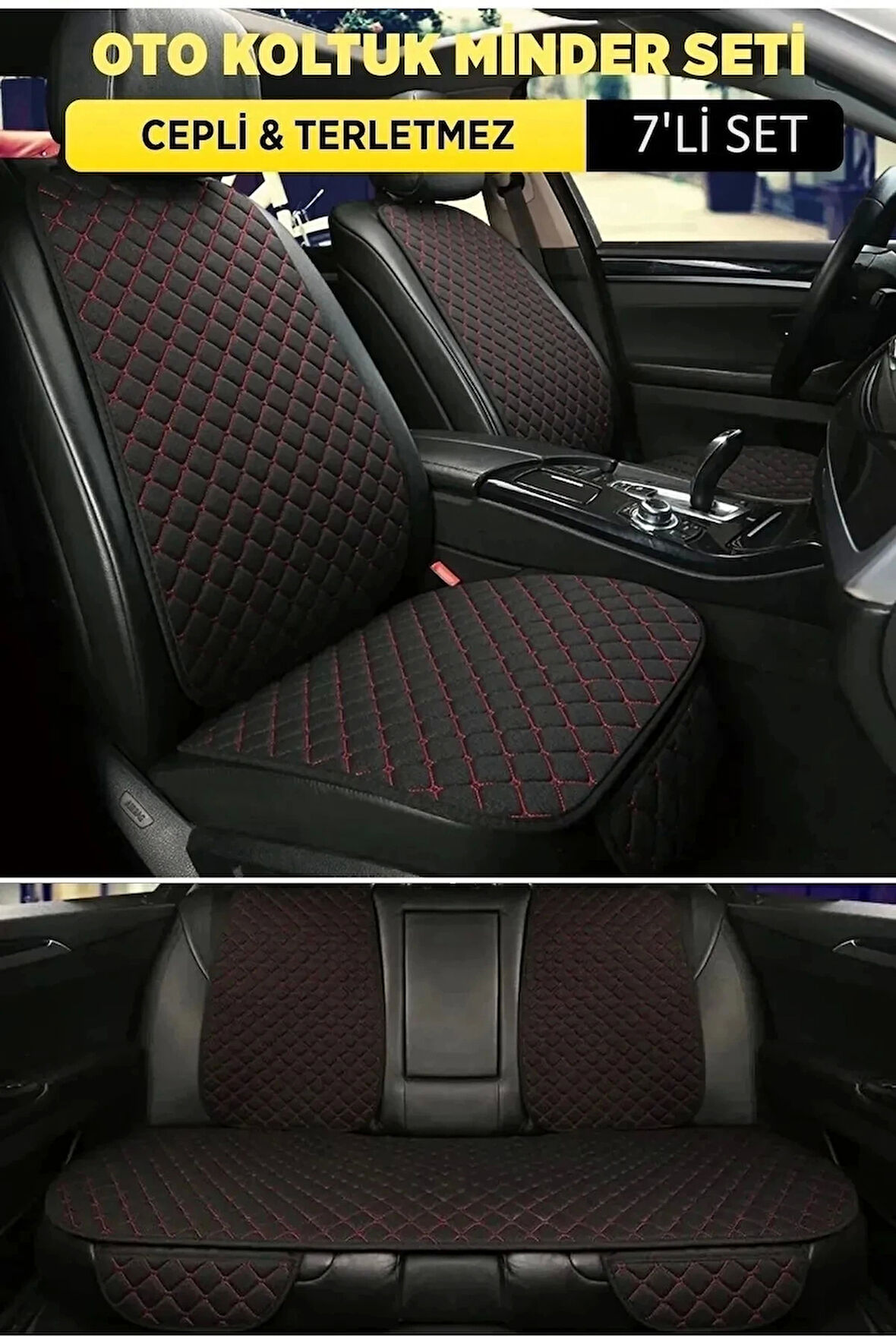 Chery TIGGO8 PRO Terletmez Kumaş MinTerletmez Kumaş 7 Parça Full Takım siyah-kırmızı